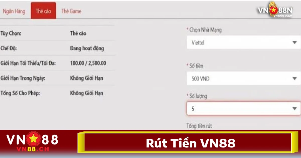 Hướng dẫn VN88 - Các cách rút tiền nhanh nhất